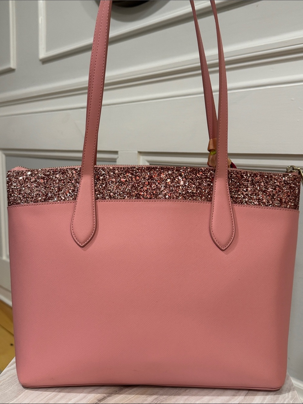Kate Spade New York Bag Flash Glitter Pink Large Glitter-Trim Tote - Picture 8 of 17